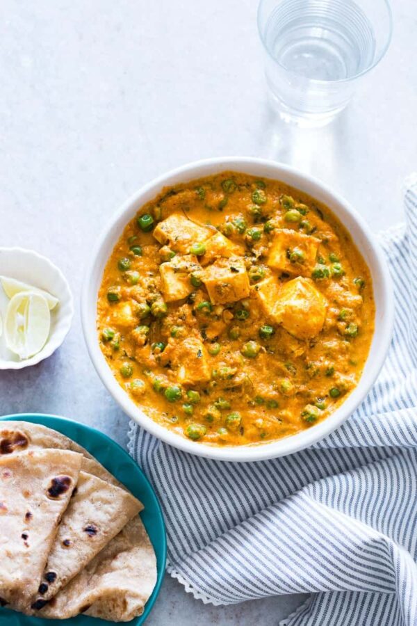 BEST Paneer Recipes - creamy matar paneer.