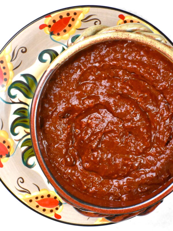 Bowl of harissa paste atop the Gypsy Plate.