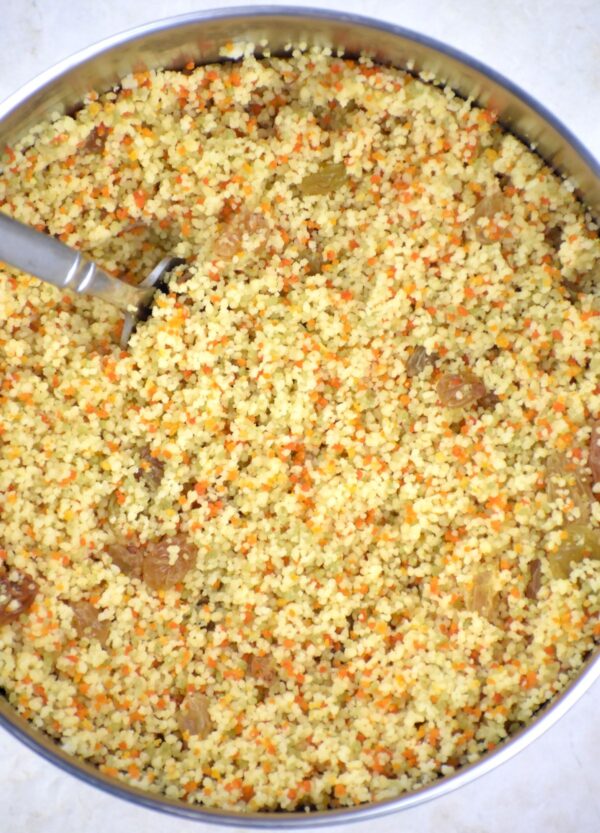 cooked couscous and raisins