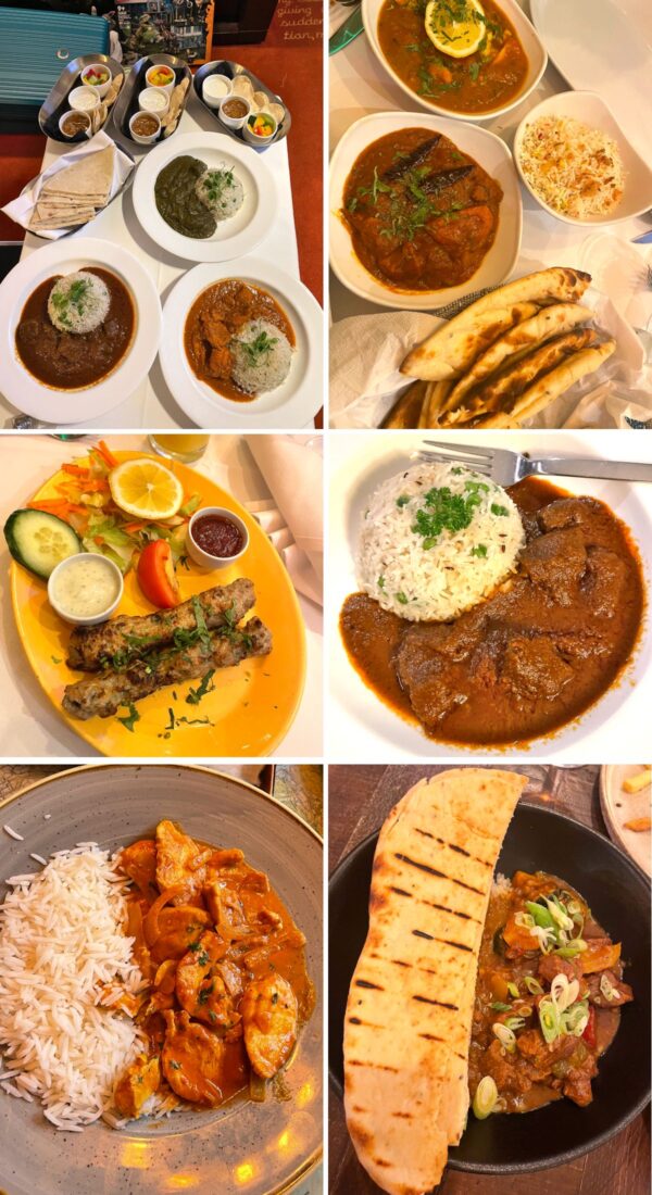 What to Eat in England - collage of indian curries