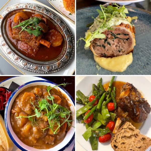 What to Eat in England - collage of four lamb dishes