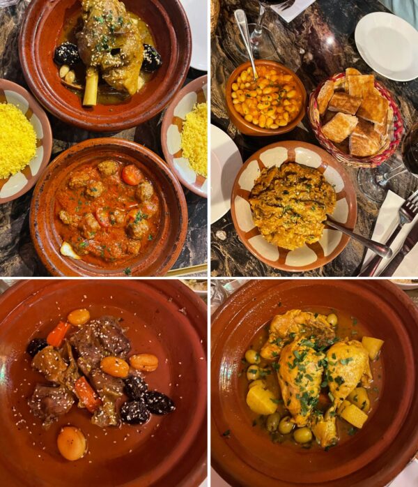 What to Eat in England - collage of four moroccan dishes