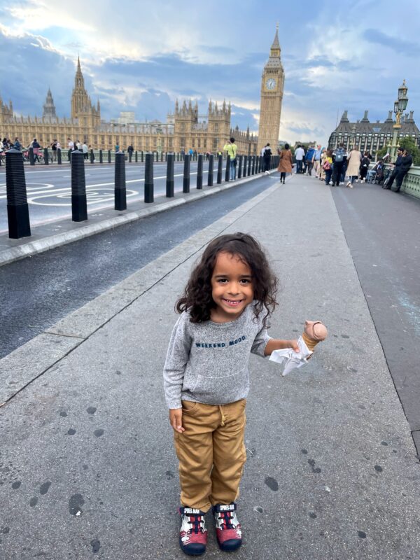 What to Eat in England - Noah eating an ice cream cone