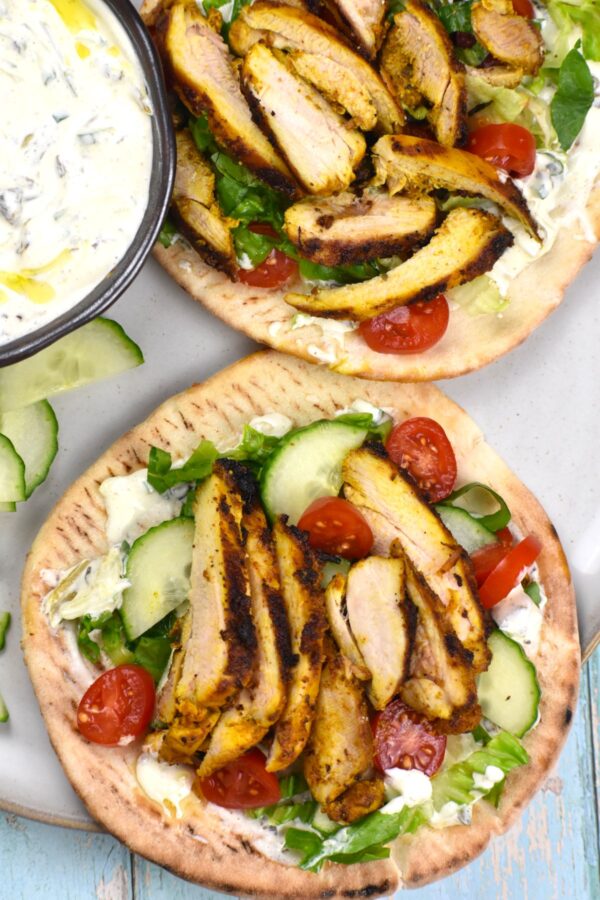 This easy Chicken Shawarma recipe is a boldly flavorful Middle Eastern dish that you can grill, bake or cook on stovetop.